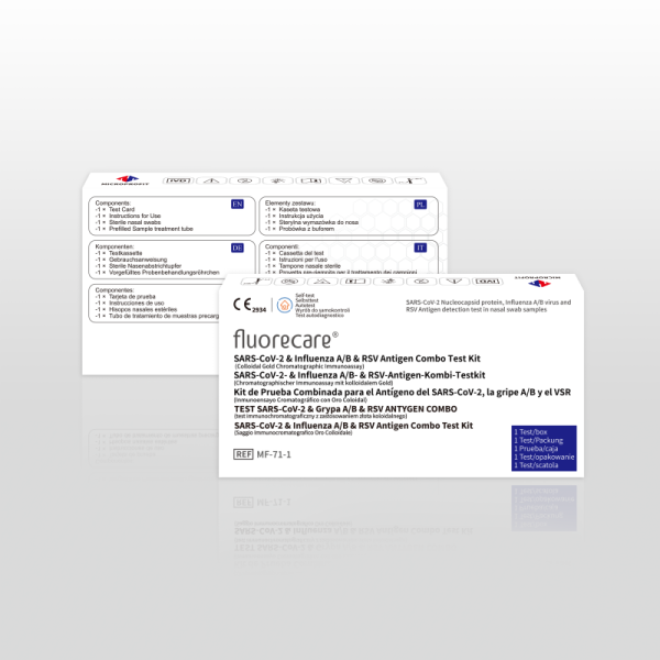 fluorecare SARS-CoV-2 & Influenza A/B & RSV Antigen Combo Test Kit (Colloidal Gold Chromatographic Immunoassay)