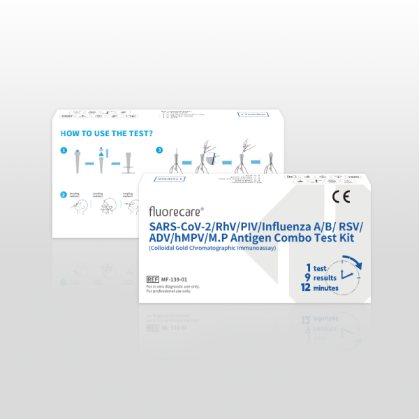 fluorecare SARS-CoV-2/RhV/PIV/Influenza A/B / RSV/ADV/hMPV/M.P Antigen Combo Test Kit (Colloidal Gold Chromatographic Immunoassay) MF-139