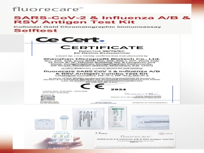 Obtained 4in1 SARS-CoV-2 & Influenza A/B & RSV Antigen Combo Antigen Test Kit CE certification for SELFTEST