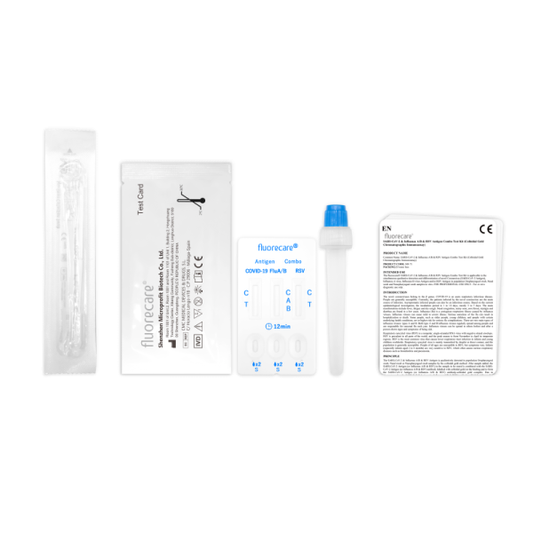 fluorecare SARS-CoV-2 & Influenza A/B & RSV Antigen Combo Test Kit (Colloidal Gold Chromatographic Immunoassay)