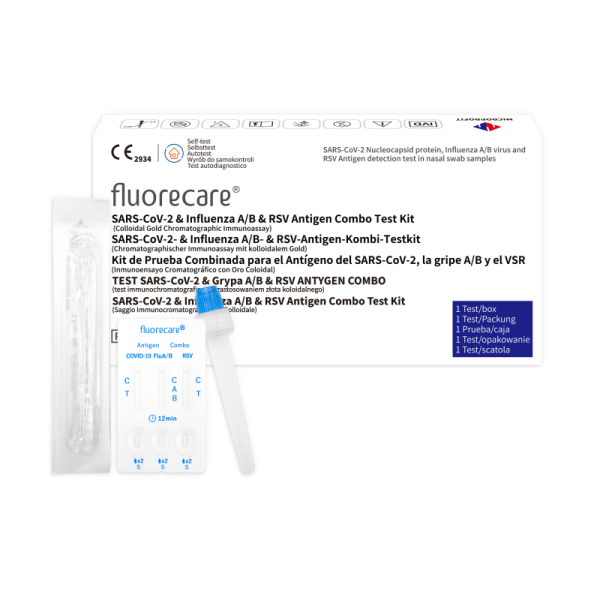 fluorecare SARS-CoV-2 & Influenza A/B & RSV Antigen Combo Test Kit (Colloidal Gold Chromatographic Immunoassay)